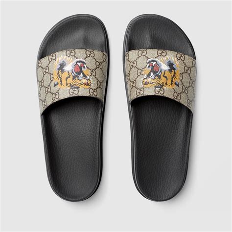 gucci gg supreme tiger slide sandal|gucci gg slide sandals.